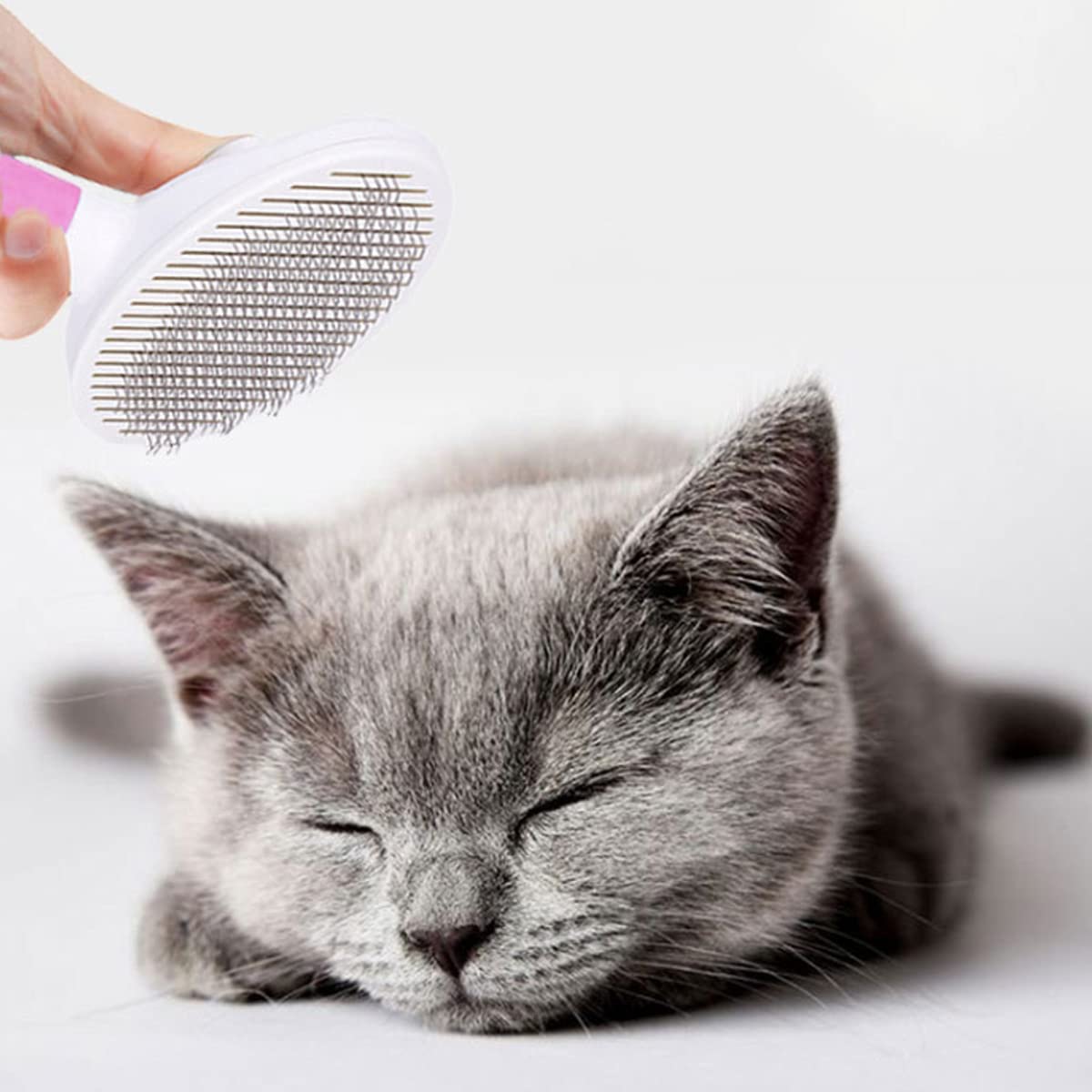 MOEEI Dogs and Cats Grooming Comb Self-Cleaning Hair Removal Brush Massage Comb for Cats, Anti-Hair Pet Brush for Pets Massage, Hair Removal (Pink and White)