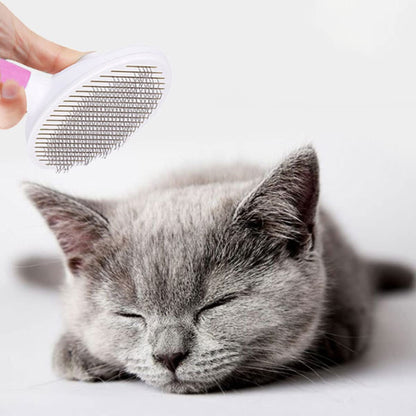 MOEEI Dogs and Cats Grooming Comb Self-Cleaning Hair Removal Brush Massage Comb for Cats, Anti-Hair Pet Brush for Pets Massage, Hair Removal (Pink and White)