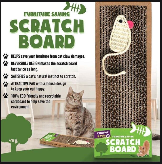 2pk Cat Scratching Board | 37 x 12cm | Reversible Cat Scratcher Cardboard Cat Scratchers for Indoor Cats, Small & Large | Cat Scratching Pad Cat Scratch Board Cat Cardboard Scratcher for Cats