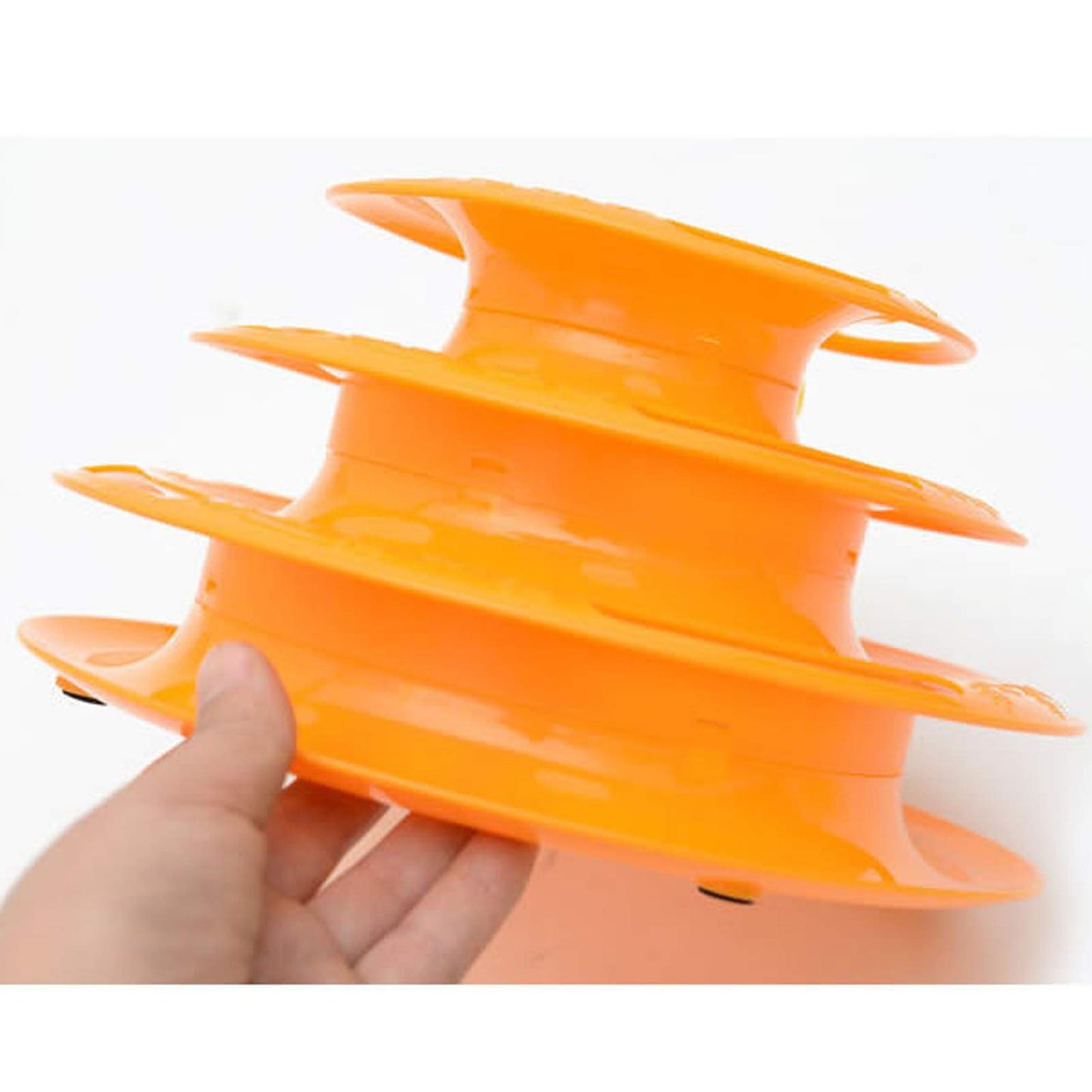 Fengshunte Fun Levels of Interactive Play Circle Track with Moving Balls Cat Tracks Toy (Orange)