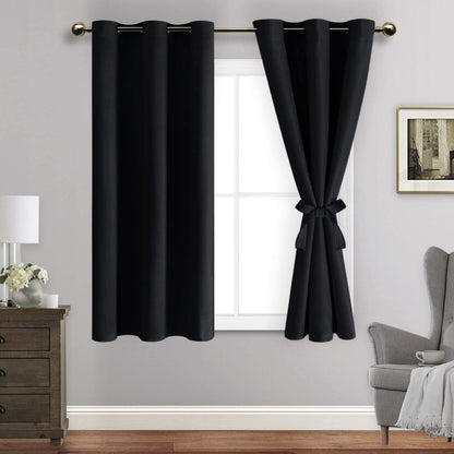 INtex CURTAINS HOUSE Blackout with Tiebacks - Thermal Insulated, Light Blocking and Noise Reducing Grommet Curtain Drapes for Bedroom and Living Room, Set of 2 Panels, (175W x 210L CM, Cafe)