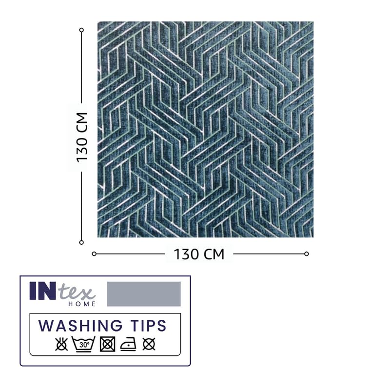 INtex Home Rectangular Tablecloth, Nadia’s Geometrical Design in Heavy Duty Linen Velvet Fabric, Soft Touch for Reception Living Room and Special Occasions - 1 Pc - 130 x 130 cm - Light Biege