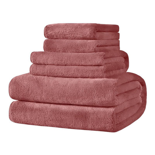 4-Piece Towel Set, 100% Cotton ? Includes 1 Bath Towel 140 cm x 70 cm, 1 Hand Towel 100 cm x 50 cm, 2 Washcloths 30 cm x 30 cm, Quick Dry, Super Soft, Highly Absorbent, No Fade, Coral