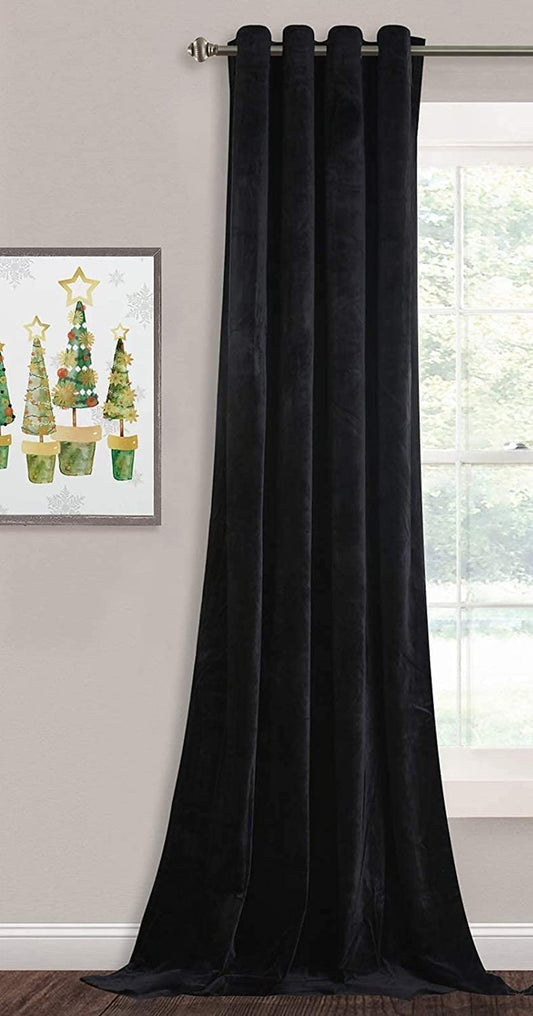 Elegant Velvet curtains - Soft Velour fabric - Steel Grommets - for living rooms - 1 piece-Black