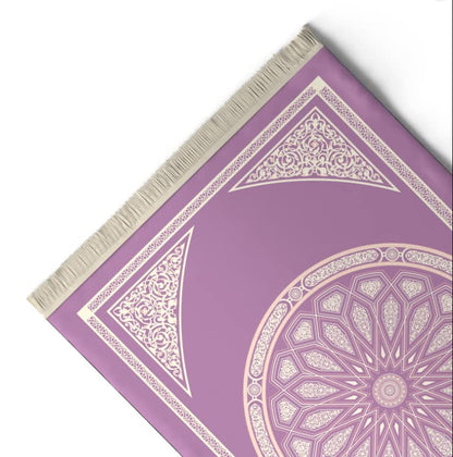Velvet Prayer Mat in Pastel Purple, 68x117 cm, a soft and luxurious rug with a beautiful dome design, providing a comfortable and aesthetically pleasing space for prayer