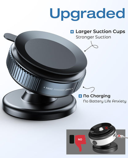 NIYEVN Upgraded 360° Adjustable Vacuum Magnetic Suction Cup Phone Mount, Hands-Free Suction Cup Phone Holder for Car/Gym/Mirror/Smooth Surface, Compatible with iPhone Android and All Smartphones