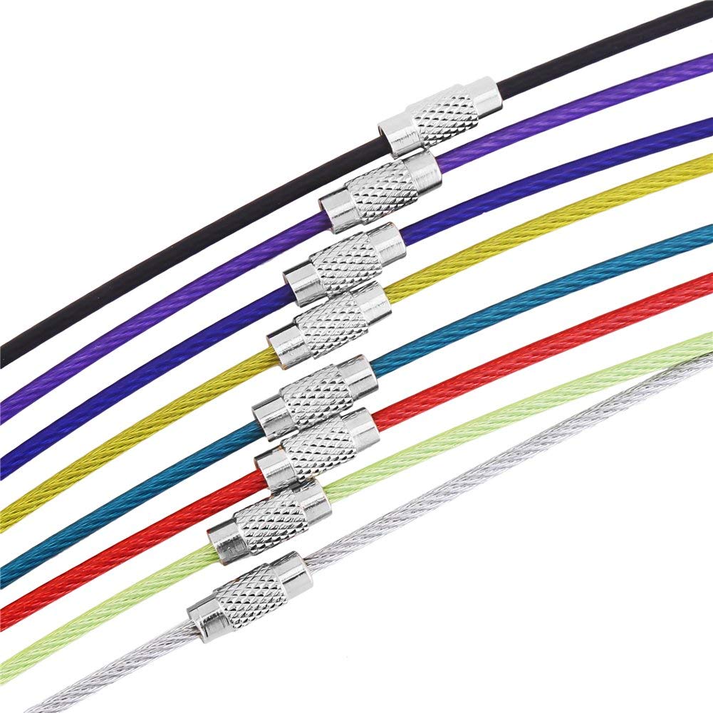24 Pieces 6 Inches Wire Key Chains Cable Rings Stainless Steel Assorted Colours