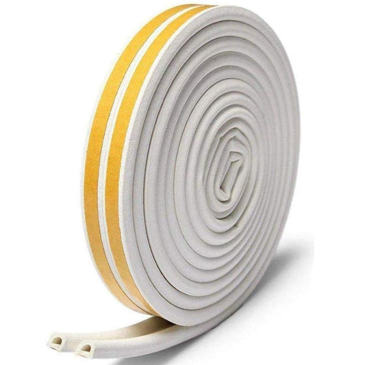 6M Door Seal Weather Stripping, Window Rubber Seal Strip Self Adhesive Foam Tape for Draft Stopper Gap Blocker and Wind blocker(White)