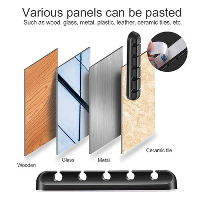 Ventercess Cable Management, Cable Clips Cable Organizer 3 Pack 7 Slots 6mm Silicone Adhesive Wire Cable Holder for Power Cords USB Cables Charging Cables Headphone Cables in Office and Home (Black)