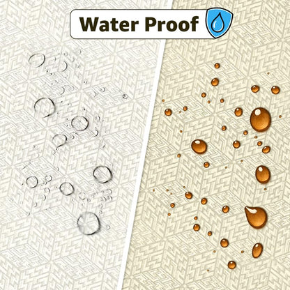 INtex Home Waterproof Tablecloth, Daniella Geometric Pattern Rectangle Table Cover, Stain Resistant Wipeable Fabric for Kitchen Dining Table, 1 Piece - Geometric Maze - Off-White - 200 x 270 cm