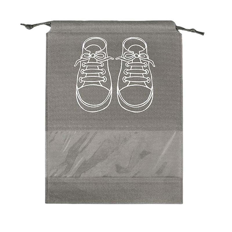 حقائب تخزين أحذية كبيرة، حقائب أحذية مقاومة للغبار برباط مع نافذة شفافة، منظم سفر مقاوم للماء، حقائب أحذية محمولة - رمادي