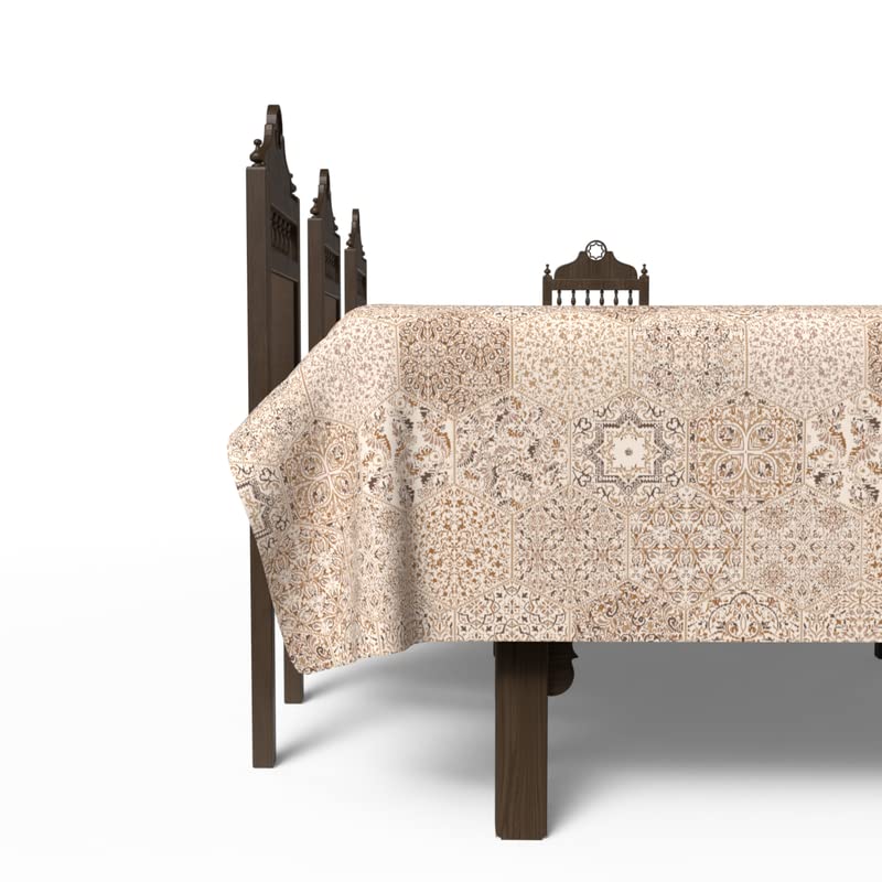 Islamic Dano Waterproof Tablecloth, a Multicolor 140x140 cm Square Table Cover of Spillproof Polyester, a Durable and Elegantly Patterned Protector for your Dining or Kitchen Table