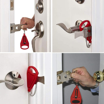AGREON Portable Door Lock, Hotel/Motel, Home, Apartment, School/Dormitory, Travel, Rental Properties, Red, Key Lock