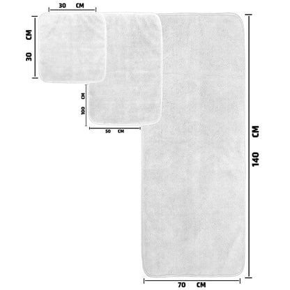 4-Piece Towel Set, 100% Cotton ? Includes 1 Bath Towel 140 cm x 70 cm, 1 Hand Towel 100 cm x 50 cm, 2 Washcloths 30 cm x 30 cm, Quick Dry, Super Soft, Highly Absorbent, No Fade, White