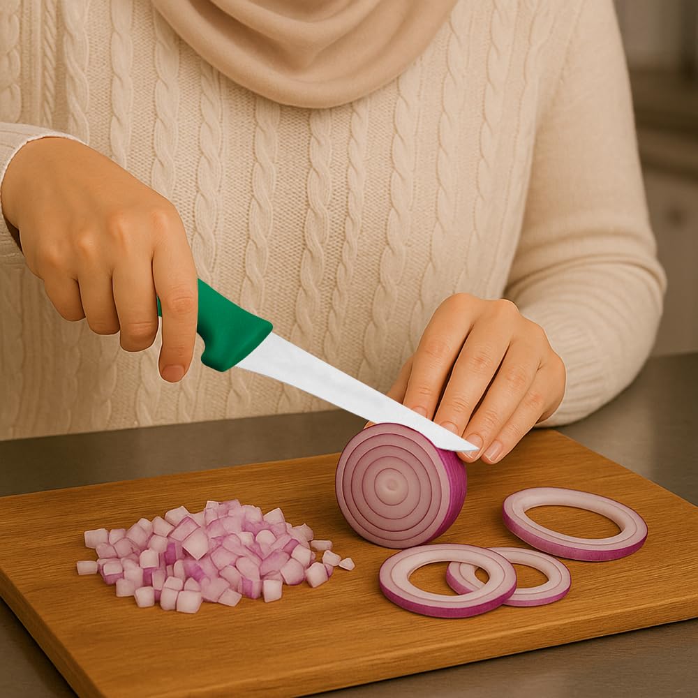 سكين احترافي لإزالة العظام مقاس 5 بوصات - شفرة من الفولاذ المقاوم للصدأ - مقبض مريح لتقطيع اللحوم وتقليمها بدقة