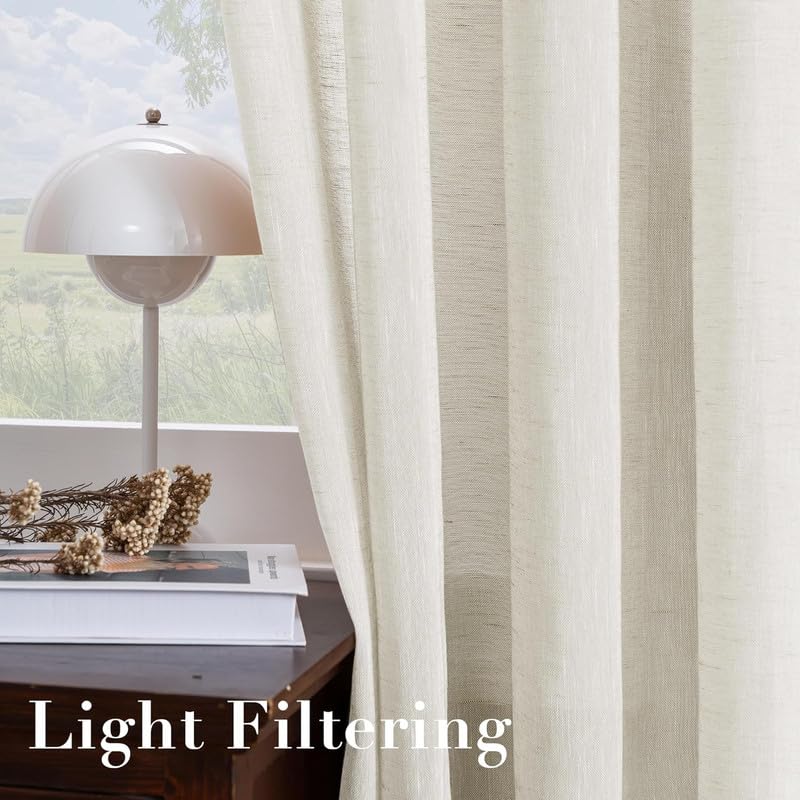 INtex CURTAINS House Semi-Transparent Linen Sheer Curtain, Lightweight Fabric with Steel Grommets, Elegant One Piece Window Panel for Living Room or Home Décor - 400 W x 270 L - Café