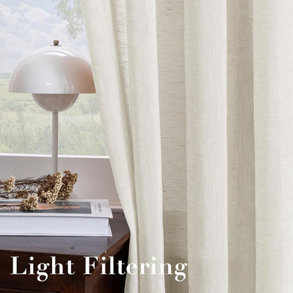 INtex CURTAINS House Semi-Transparent Linen Sheer Curtain, Lightweight Fabric with Steel Grommets, Elegant One Piece Window Panel for Living Room or Home Décor - 400 W x 270 L - Café