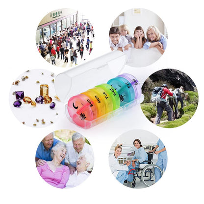 Large Pill Organizer 2 Times A Day, Weekly Pill Box Twice a Day, Travel Friendly AM PM Vitamin Organizer, Weekly Pill Case Container 2 Per Day(Rainbow)