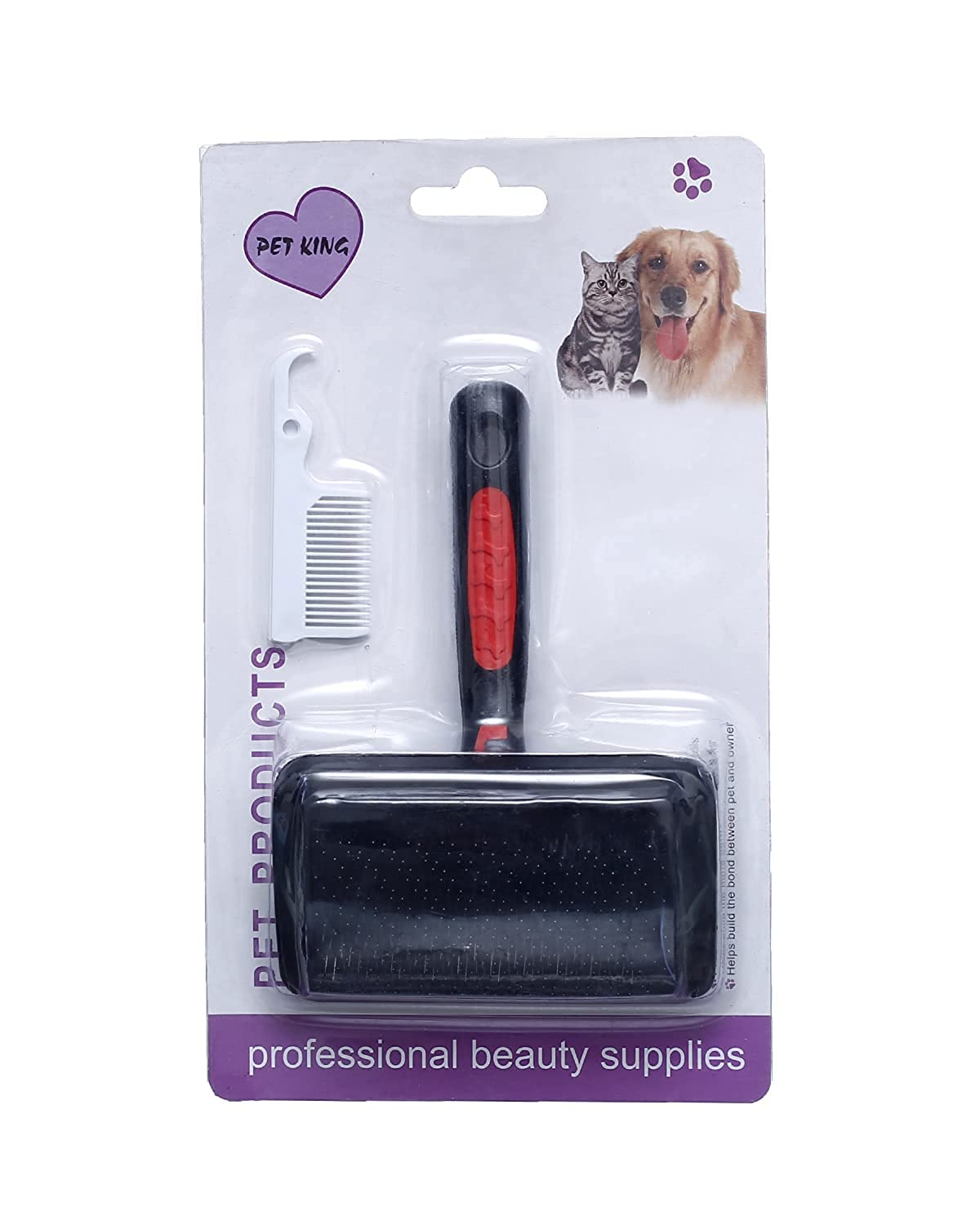 Pet King Brush For Cats & Dogs - Black&Red