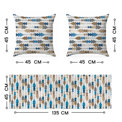 INTEX HOME Sofia Elegance 3-Piece Set – Linen Velvet Table Runner 45x135 cm - 2 Cushion Covers 40X40 cm – Elegant Home Décor for Dining Table & Living Room – Grey