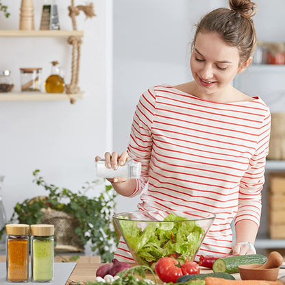Thokono Spice Jars Square 24 Pieces with Bamboo Lid 120 ml, 10.5 x 4.5 cm Spice Jars Set with Screw Cap, Spice Shaker Glass with Shaker Insert, Spice Container Spice Storage Spice Jars