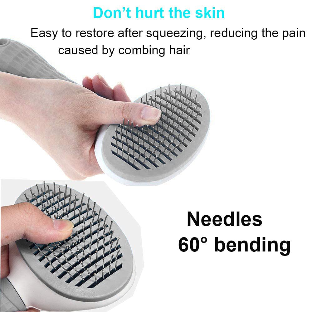 Domkim Self-Cleaning Slicker Dog & Cat Brush, Slicker Pet Grooming Combs, Shedding Grooming Tools - Gently Removes Loose Undercoat, Fur, Dirt, Mats and Tangled Hair (Grey)