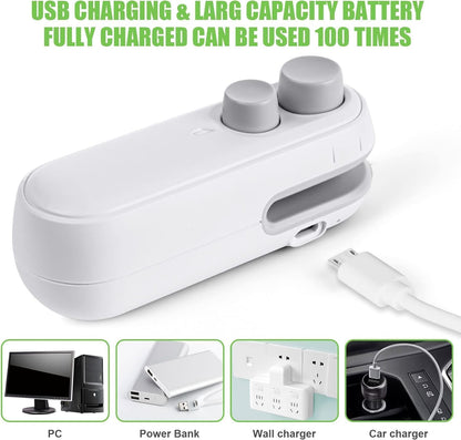 AMENDAS 2 in 1 USB Rechargeable Magnetic Heat Sealing & Cutting Machine For Plastic Packing Bag Sealer Mini For Food, Snack, Chips, Plastic Bags Portable Cover Sealing Machine (Multicolor)