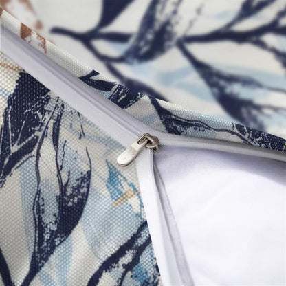 INtex CURTAINS HOUSE Printed Linen Velvet Cushion Covers, Throw Pillow Covers, Leaves Pattern Decorative Pillow Covers, Set of 4 Pieces Multicolor 30W x 30L CM