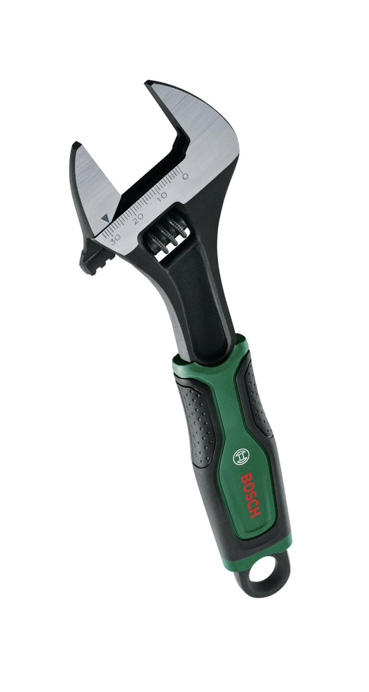 Bosch 8''/200mm Wrench (Sturdy and, Softgrip, Durable, Smooth Opening up to 30 mm, Powder Coated, Green, Flex, 1600A02W7R)