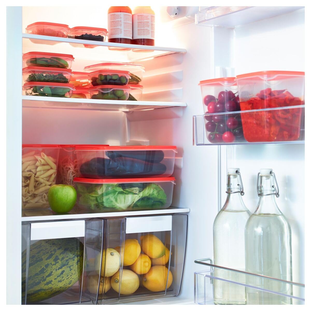 PRUTA Storage Accessory Food Container (Transparent and Orange) - Set of 17