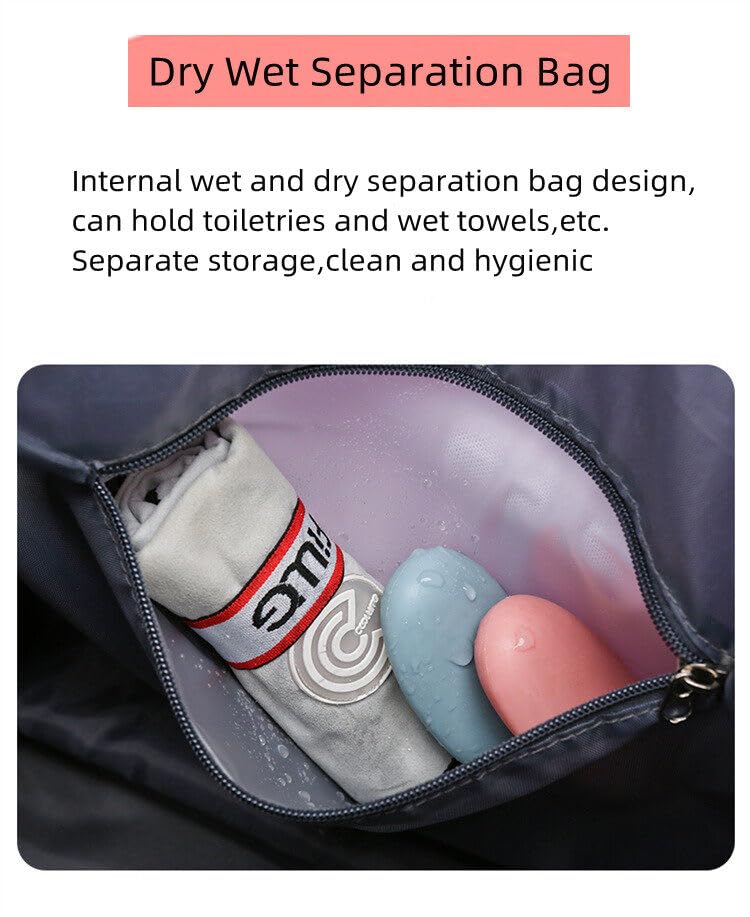 Cartbay Foldable Luggage Bag, Double Layer Expandable Large Capacity Dry and Wet Separation Duffel Bag with Wheels