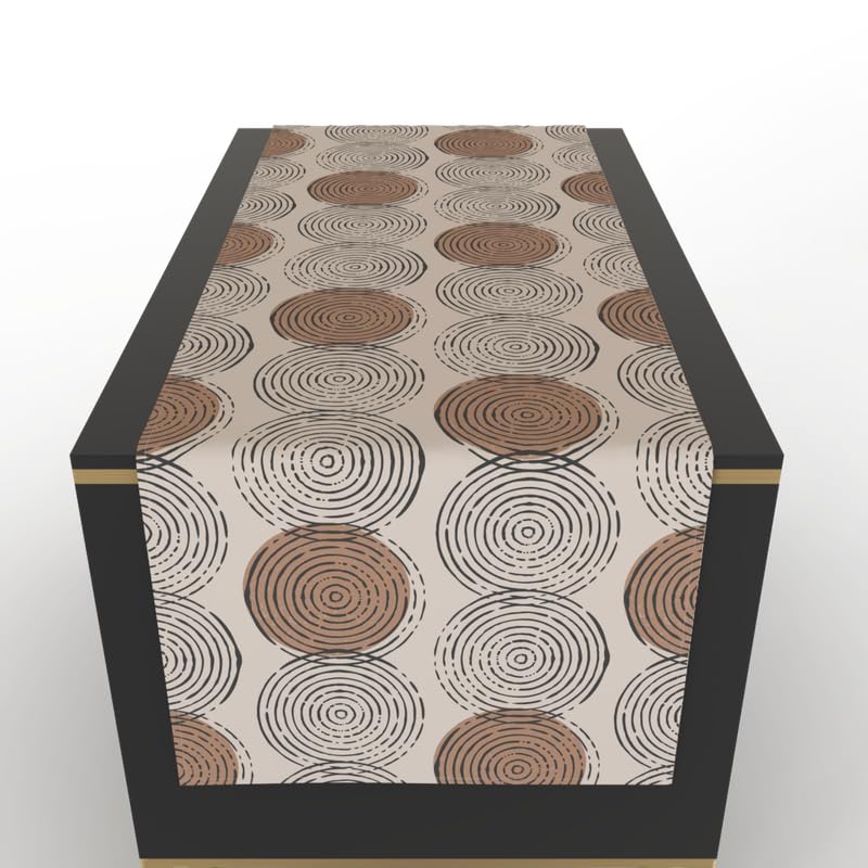 Rounds Velvet Table Runner, a Plush Multicolor Decorative Centerpiece with a Fun Geometric Circle Pattern, 35x140 cm, adds a Luxurious Feel and a Playful Touch to your Dining Table