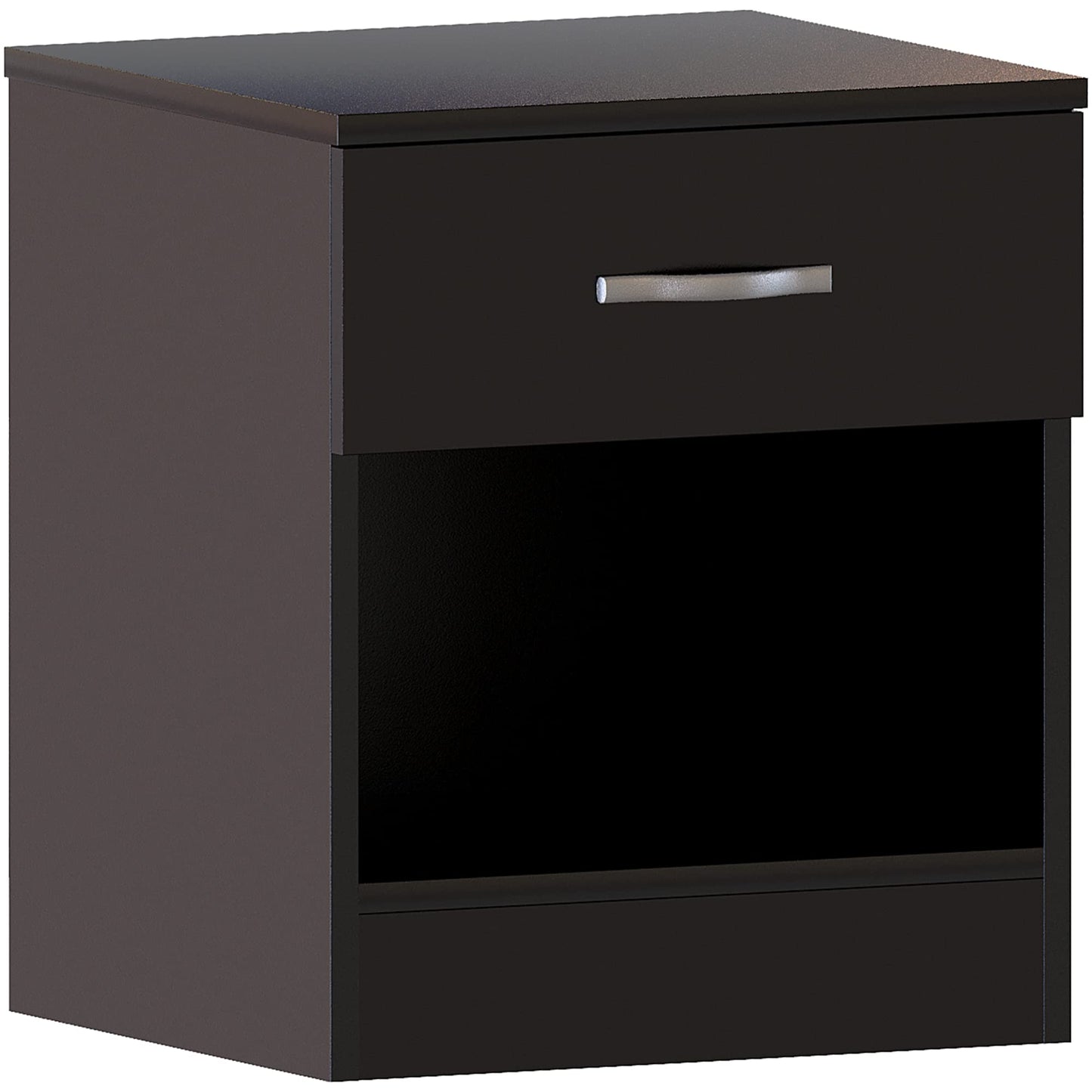 Bedside Table with 1 Drawer, a compact and stylish Nightstand and Bedside Cabinet for bedroom storage, presented in a sleek and versatile Black finish