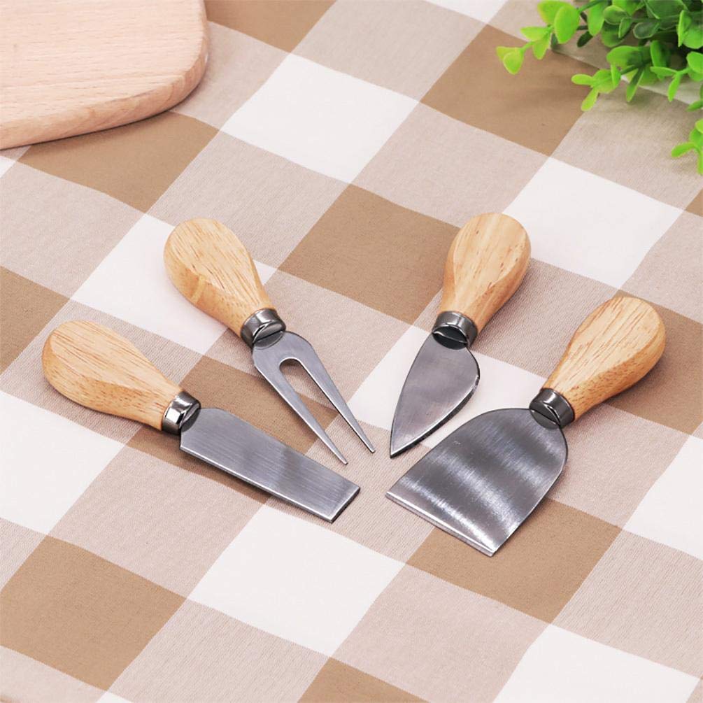 4pcs Cheese Knives Set bamboo wood Handle Stainless Steel Blades Cheese Knife slicer Kit Cooking Cutter