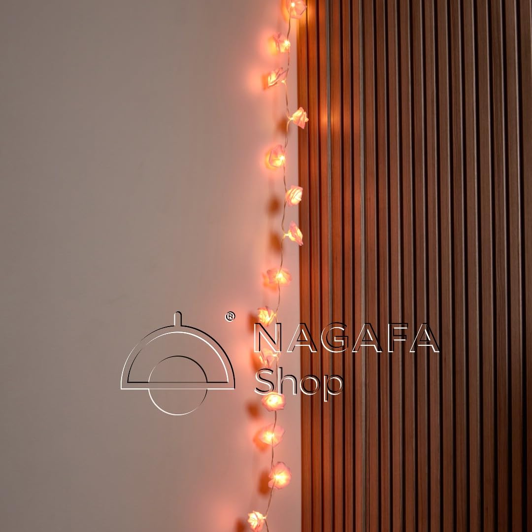 فرع ورد بينك ديكور مضيء(عدد20 لمبه LED) بفيشة – طول 2 متر – إضاءة ورم دافئة