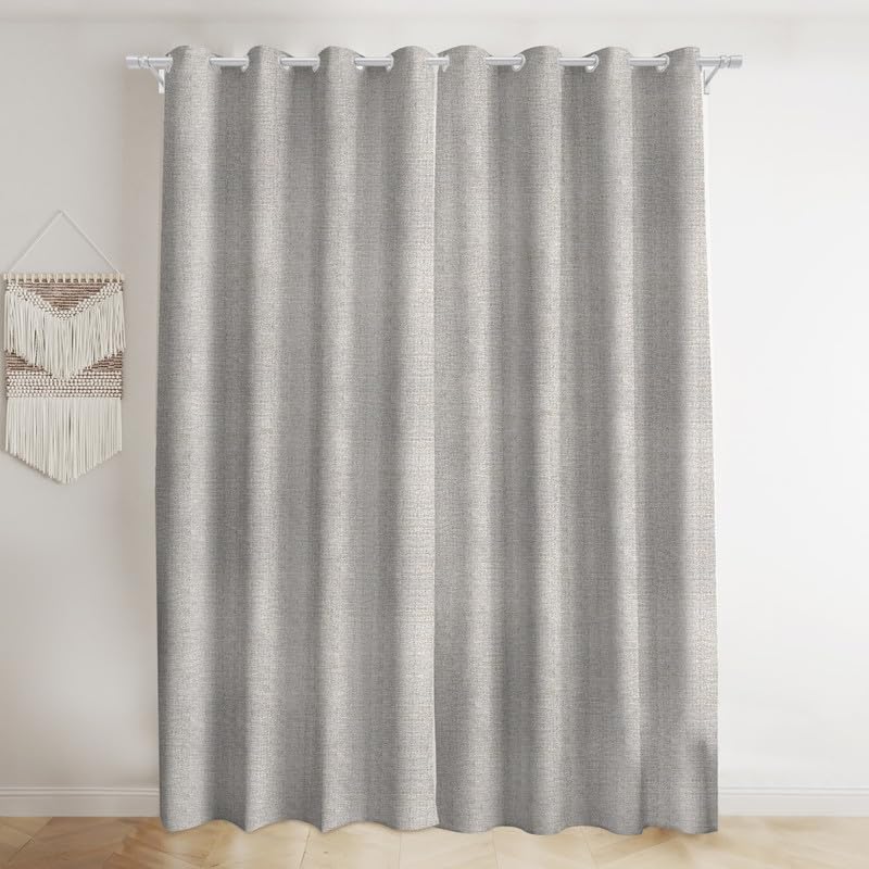 INtex CURTAINS HOUSE Natural Linen Semi-Sheer Window Drapes, Light-Filtering Privacy Curtains for Bedroom and Living Room, Steel Grommets, 2 Panels Cafe 130W x 265L