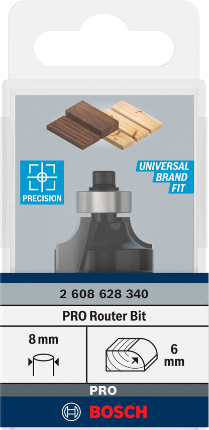 Bosch Professional 2608628340 Rounding Router Bit, Silver, 8 x 24.7 x 53 mm