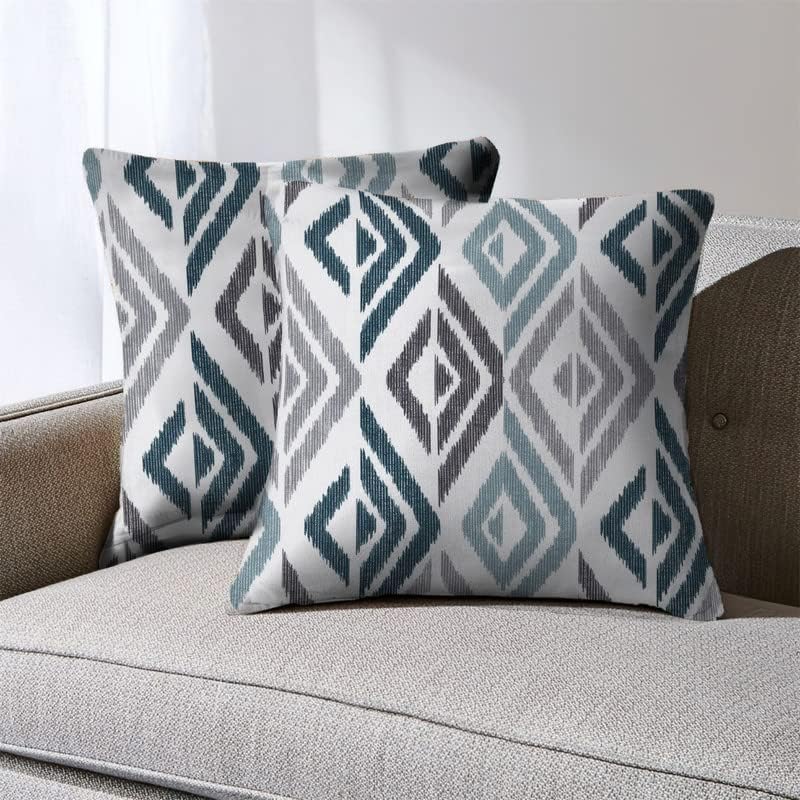 INTEX HOME Cushion Cover Set of 2, Soft Linen Velvet Fabric, Decorative Throw Pillow Covers for Sofa Bed or Living Room, Elegant Textured Finish for Home Décor - 45 x 45 cm - Grey x Yellow