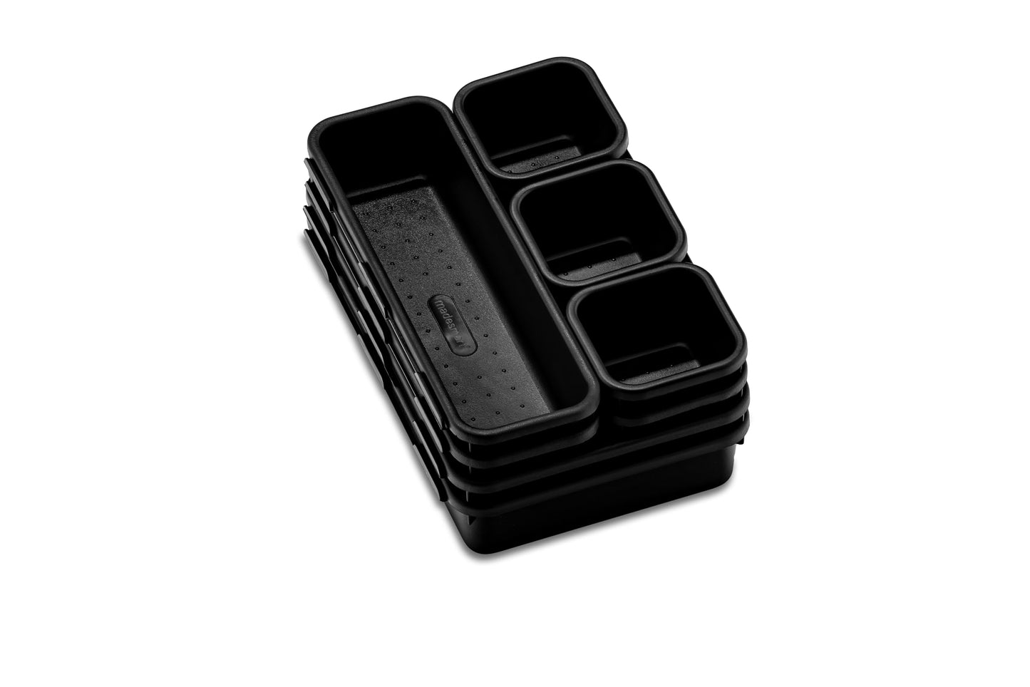 madesmart 8-Piece Interlocking Bin Pack-CARBON COLLECTION Customizable Multi-Purpose Storage, Durable, Easy to Clean & BPA-Free