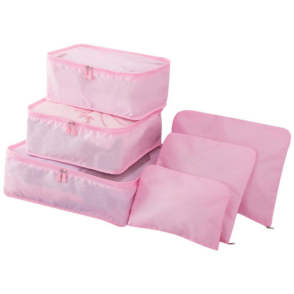 Dragon Polyester Lightweight Luggage Travel Bags for Men and Women, Pink - Set of 6 Pieces