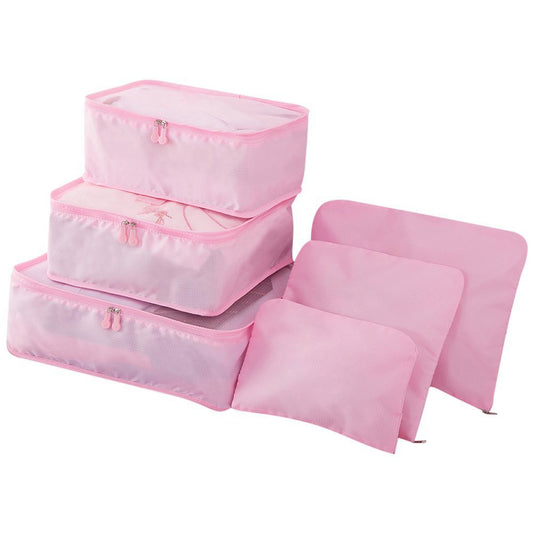 Dragon Polyester Lightweight Luggage Travel Bags for Men and Women, Pink - Set of 6 Pieces
