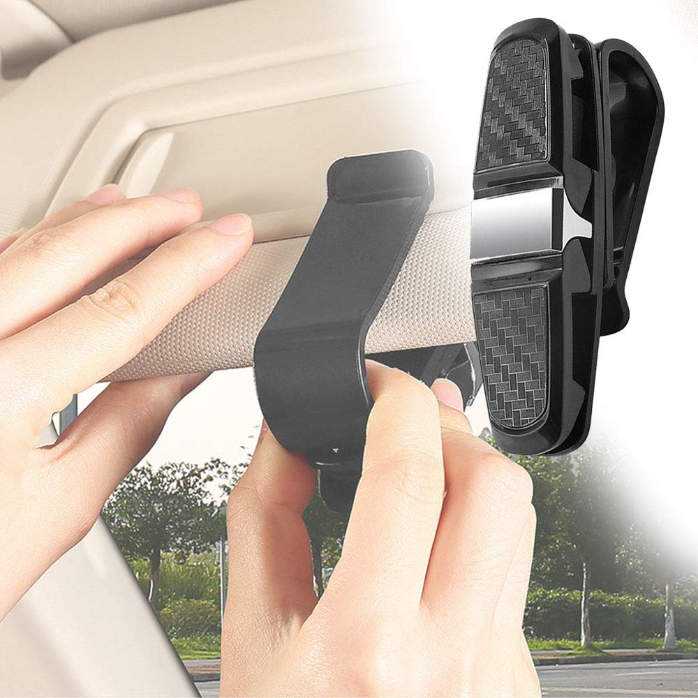 NA 2PCS Car Glasses Holder Car Sun Visor Sunglasses Holder with 180 Degree Rotational Ticket Card Clip Holder