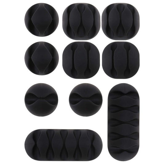 Micro Trader 10pcs Cable Clips Black Grip Desk Wall Organizer Desktop Wire Cord Type USB Charger Holder