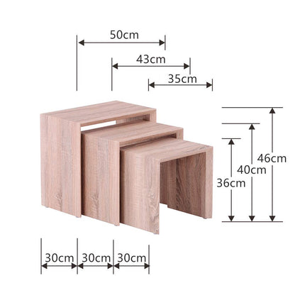 Nest of 3 Tables in Light Brown,Wood Coffee Table Set for Living Room, Multi-functionaLEnd Side Table, Stackable Space-Saving Modern Furniture, Versatile Design