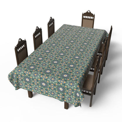 Islamic Adden Waterproof Tablecloth, a Multicolor 140x300 cm Rectangular Table Cover of Spillproof Polyester with a Garden Pattern, a Beautiful Protector for Large Dining Tables