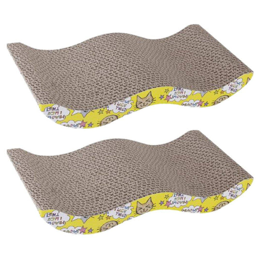 SAPU Cat Scratcher Cardboard for Little Cats and Dogs, Corrugated Scratching Pad with Wave Curved Catnip Cat Cardboard Sofa Lounge Wave (2 Pcs)