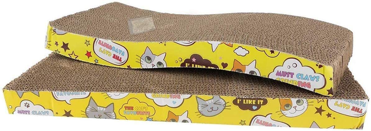 TK 2 in 1 Cat Scratcher Cardboard, Cat Scratching Pad Toy with a Curved Wave Design, Cat Scratcher Pad Lounge Sofa Bed, Suitable for Cats to Rest, Grind Claws and Play