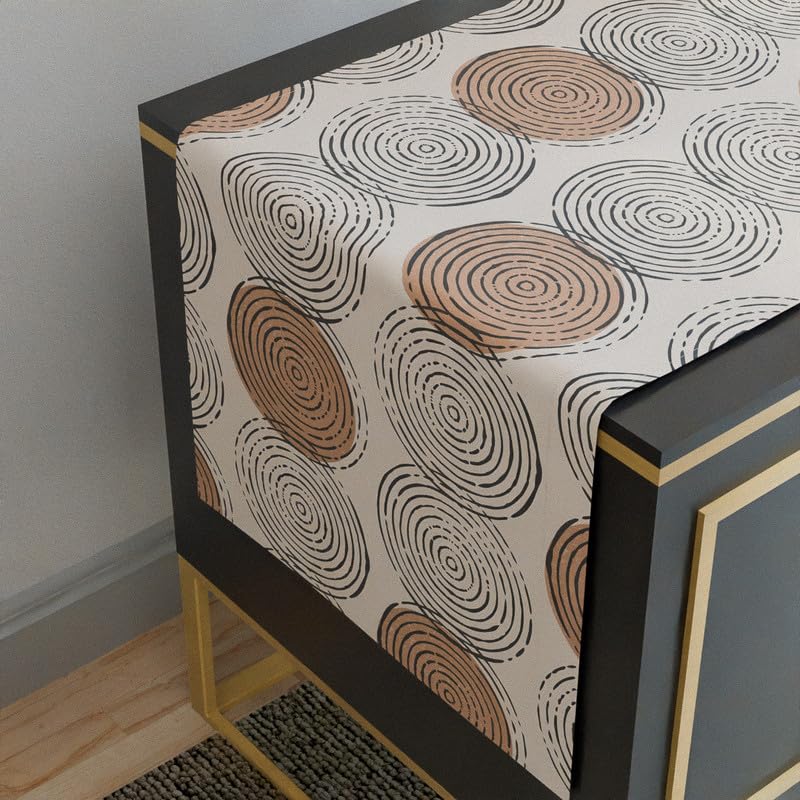 Rounds Velvet Table Runner, a Plush Multicolor Decorative Centerpiece with a Fun Geometric Circle Pattern, 35x140 cm, adds a Luxurious Feel and a Playful Touch to your Dining Table
