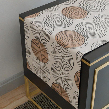 Rounds Velvet Table Runner, a Plush Multicolor Decorative Centerpiece with a Fun Geometric Circle Pattern, 35x140 cm, adds a Luxurious Feel and a Playful Touch to your Dining Table
