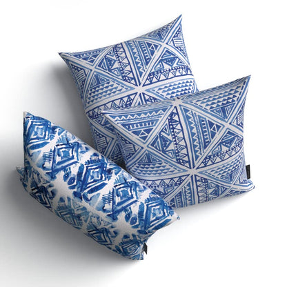 Glam Set Canvas Cushion Cover in Blue & White, a durable decorative pillow with a chic and sophisticated pattern, 40x40 cm, designed to bring a touch of modern glamour to your home decor